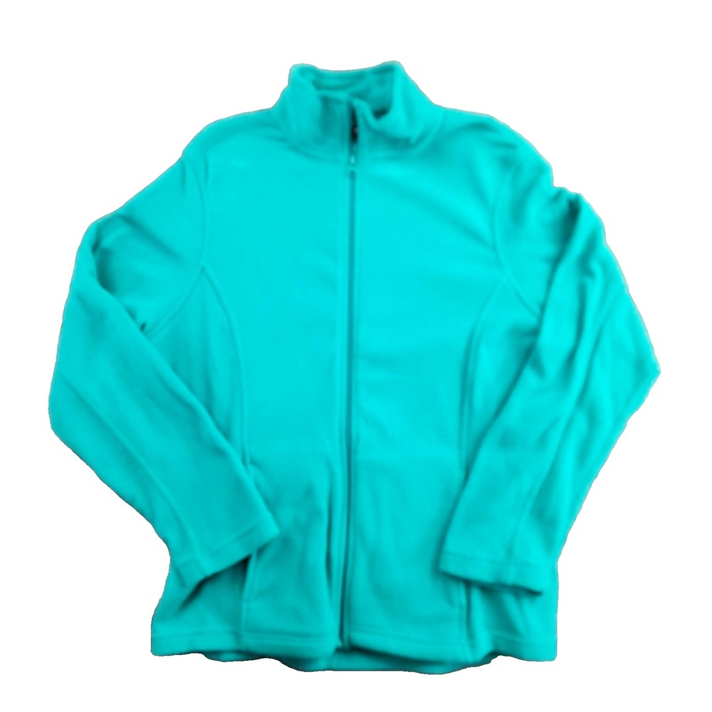 Emily B Turquoise Fleece Zip Up Jacket Women's XL‎ Stand Collar
